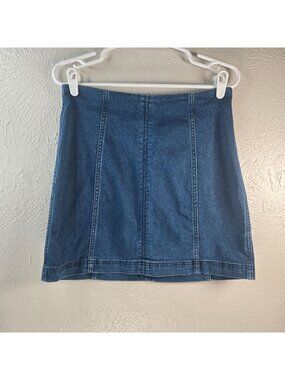 Free People Mini Skirt 30" Waist Blue Jean Denim Casual Fitted Stretchy